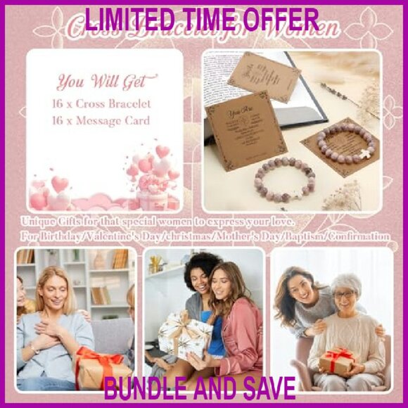 16 Cross Beaded Bracelets with Bible Cards Natural Stone Faith Gifts - Picture 7 of 7